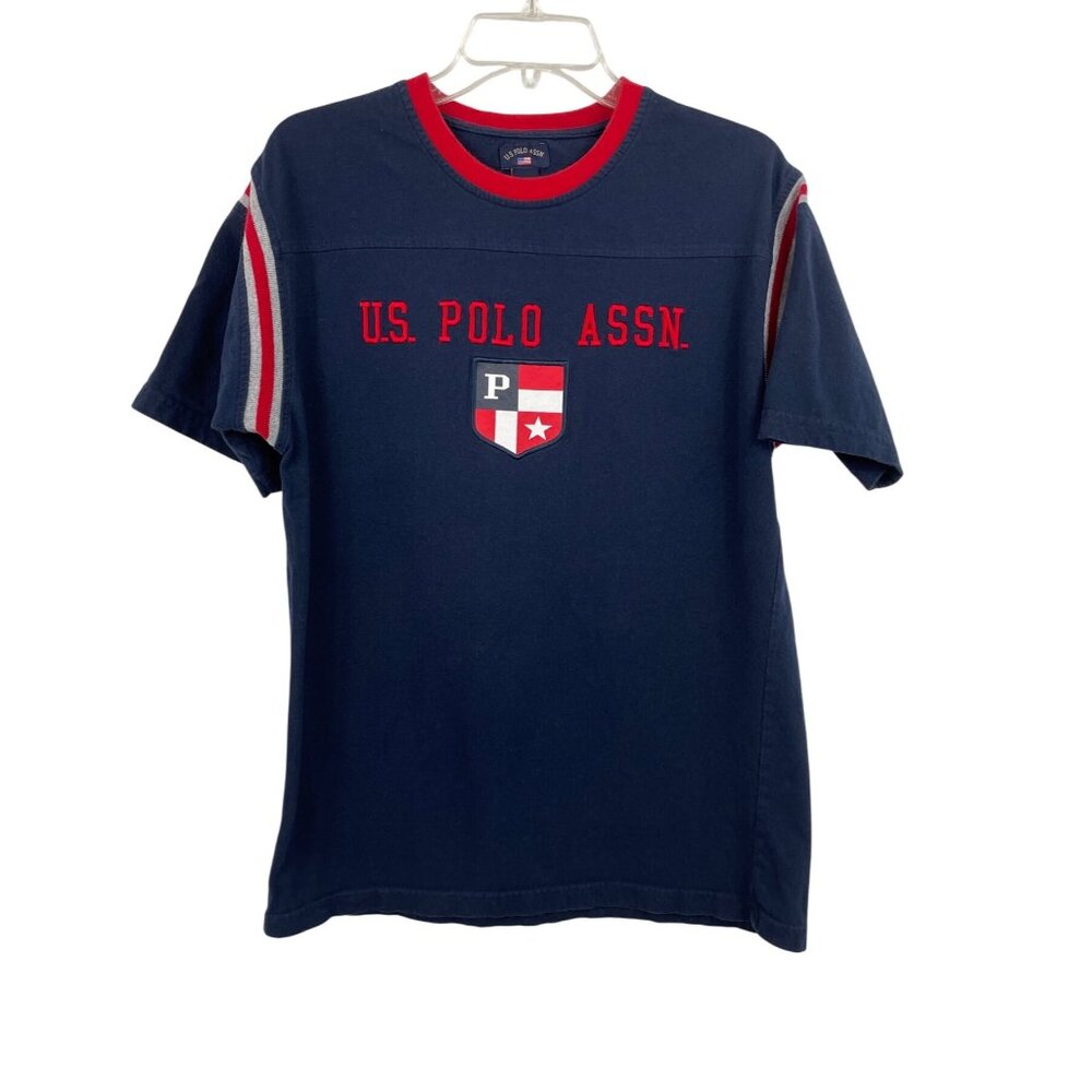 Vintage US Polo Assn Mens Size Medium Blue & Red Short Sleeve T-shirt